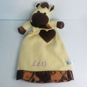 komet creations lovey security blanket satin heart trim pony horse yellow brown